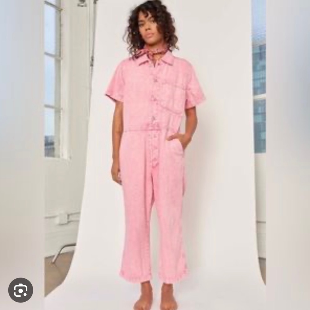 AMO pink denim jumpsuit size M.